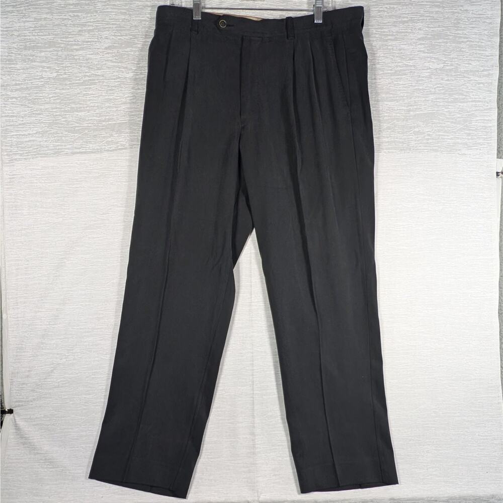 Tommy Bahama Mens Pants 34x30 TAGGED Black Silk Dress Pants 35x29 MEASURED - Picture 2 of 7